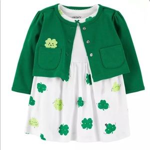 2-Piece St. Patrick's Day Bodysuit Dress & Cardigan Set